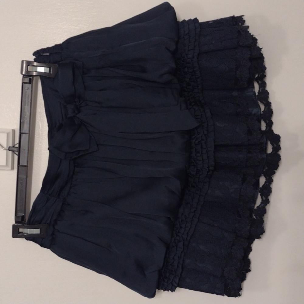 NEW Vintage Twelve By Twelve Gothic Victorian Silky Bustle Skirt Navy Blue XS